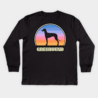 Greyhound Vintage Sunset Dog Kids Long Sleeve T-Shirt